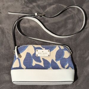 Kate Spade Blue Leaf Pattern Crossbody Bag